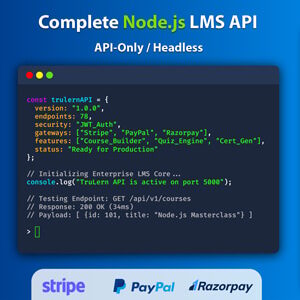 TruLern - Headless Backend Enterprise Node.js LMS REST API