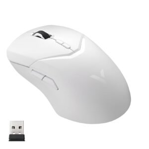 Rapoo VT9PRO - 68g Ultra Lightweight Wireless Gaming Mouse, Upto 26000K DPI, 1K+4K Polling Rate, PAW 3398 Esports Sensor, 1ms Response,10 Buttons & 160 Hr Battery Life, Onboard Memory - White