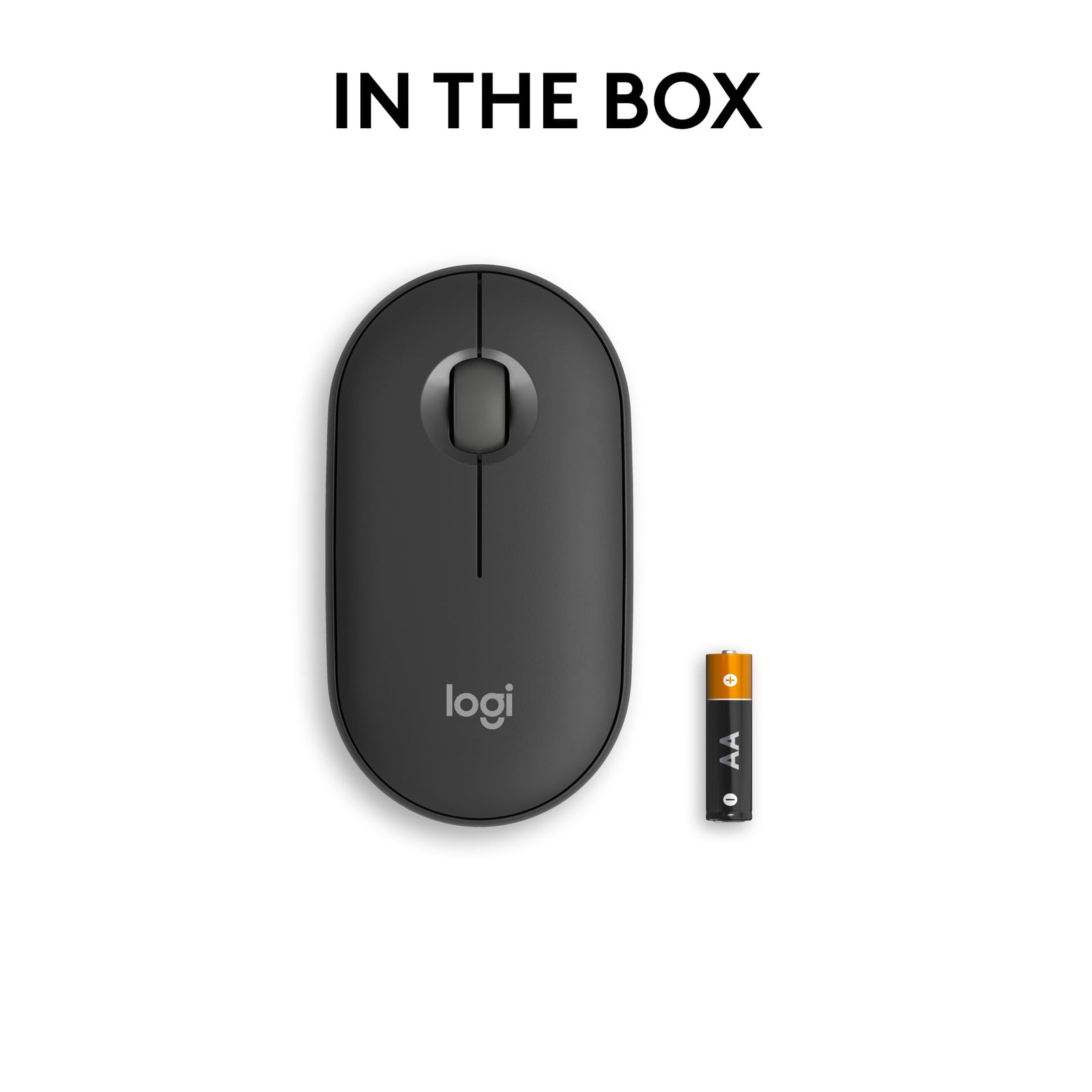Logitech Pebble Mouse 2 M350s Slim Bluetooth Wireless Mouse, Portable, Lightweight, Customisable Button, 4000 DPI, Quiet Clicks, Easy-Switch for Windows, macOS, iPadOS, Android - Tonal Graphite