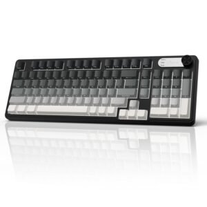 GEODMAER G98X Wireless Gaming Keyboard, Tri-Mode 2.4GHz/USB-C/BT5.0 Silent Gaming Keyboard with Number Pad & Knob, RGB Backlit, Side Printed PBT Keycaps Computer Keyboards for PC Mac Laptop Gamer