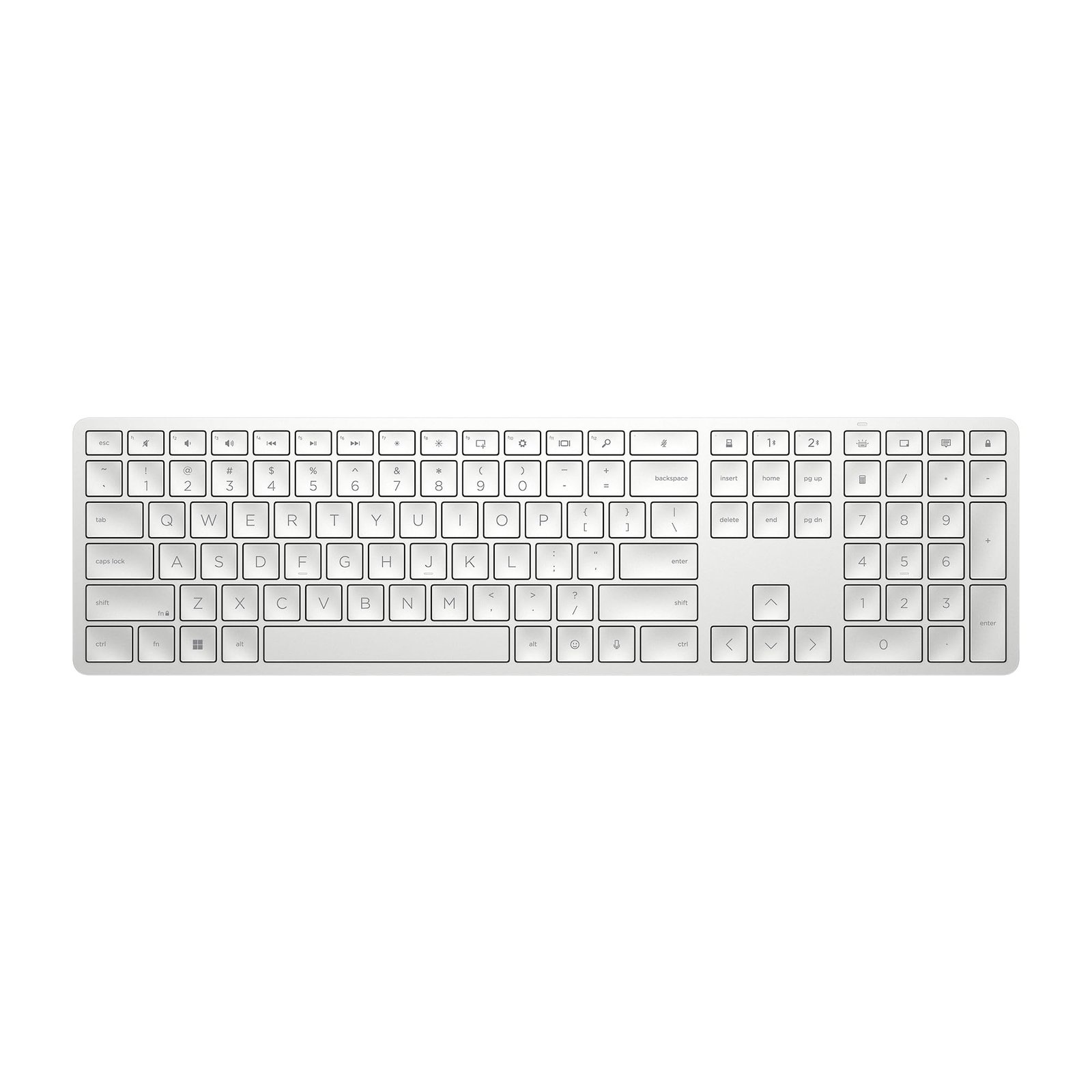 HP 970 Creator Keyboard, Wireless and Multi-Device with 20 programmable Shortcut Keys, Backlit with sensors, up to 6 Month Battery, AES encrypted, 1yr Warranty, 0.67 kg, Silver