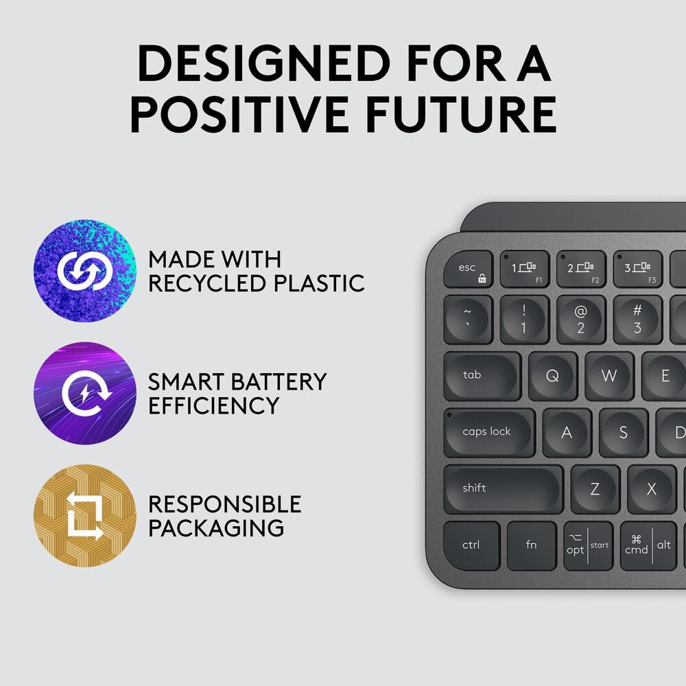 Logitech MX Keys Mini Minimalist Wireless Illuminated Keyboard with Free Adobe Subscription, Compact, Bluetooth, Backlit, USB-C, Metal Build-Graphite