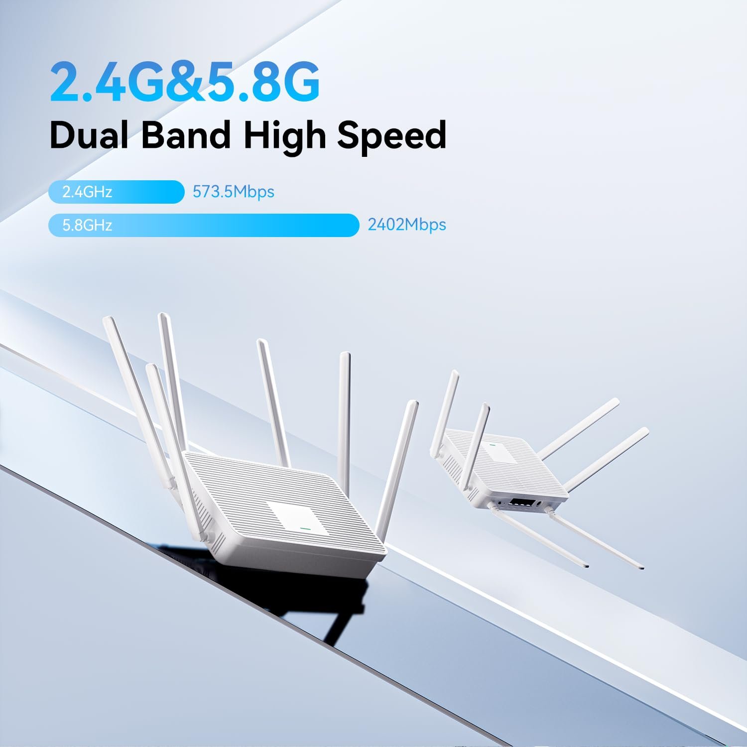 BLIYEE 2025 New AX3000 WiFi 6 Router, Dual Band Full Gigabit Router, High Speed Port with 6 High-Gain Antennas, Long Range Coverage