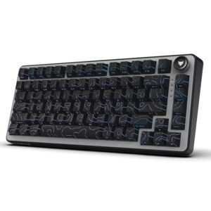 EvoFox Ronin X75 Plus Tri-Mode Gaming Wireless Mechanical Keyboard, Gasket Mount, 5 Layer Sound Dampening, South Facing LED, Pass-Through Keycaps, 8000 mAh Battery, Hot Swap, Multi OS Web Software