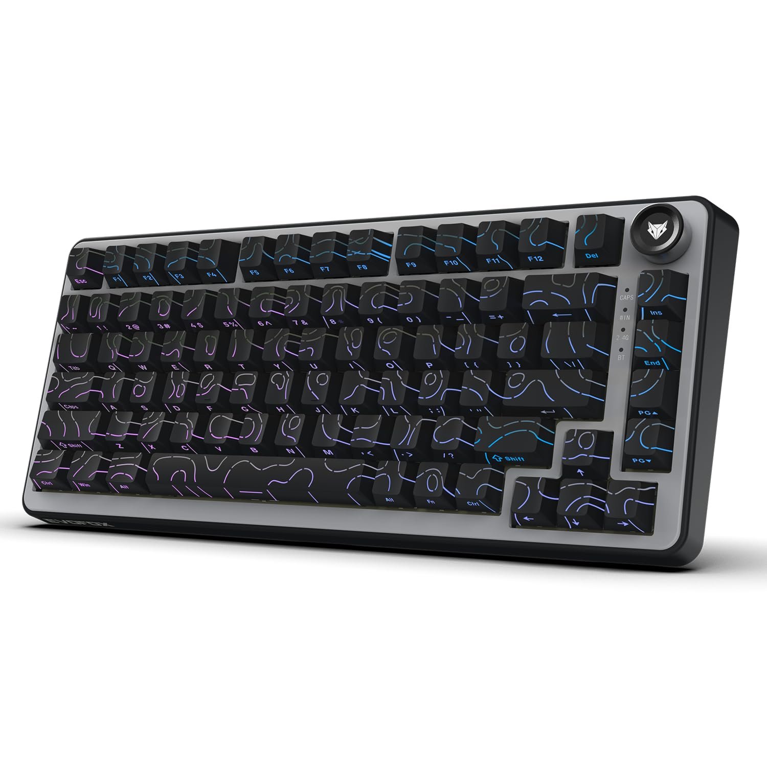 EvoFox Ronin X75 Plus Tri-Mode Gaming Wireless Mechanical Keyboard, Gasket Mount, 5 Layer Sound Dampening, South Facing LED, Pass-Through Keycaps, 8000 mAh Battery, Hot Swap, Multi OS Web Software