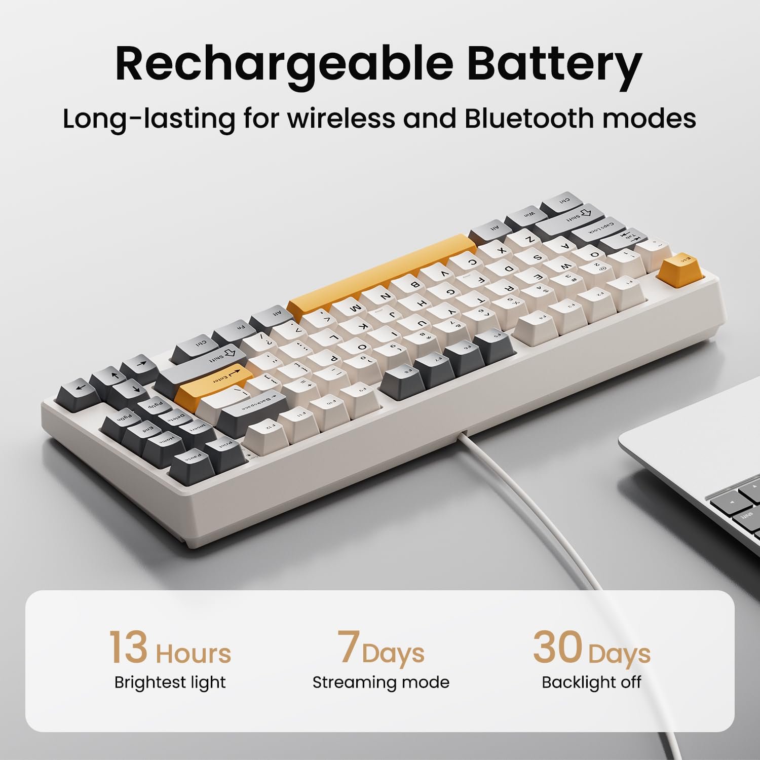 Kisnt Wireless Mechanical Keyboard, Creamy Sound Board Gaming Keyboard with Bluetooth/2.4GHz/USB-C, 75% 85 Keys, Hot Swappable Compact Keyboard for Win/Mac