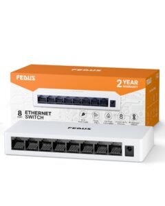 FEDUS NEXTPORT-800, 8 Port Ethernet Switch, 10/100 Mbps Fast Desktop Network Hub & Internet Splitter, Plug & Play, Unmanaged, Fanless RJ45 LAN Expansion for Internet Cable, Laptop,PC,Smart TV,CCTV,NAS