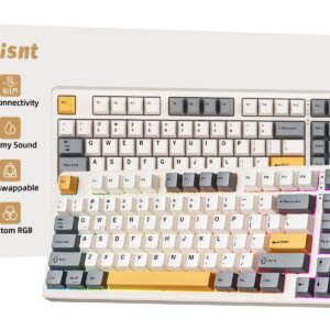 Kisnt Wireless Mechanical Keyboard, Creamy Sound Board Gaming Keyboard with Bluetooth/2.4GHz/USB-C, 75% 85 Keys, Hot Swappable Compact Keyboard for Win/Mac