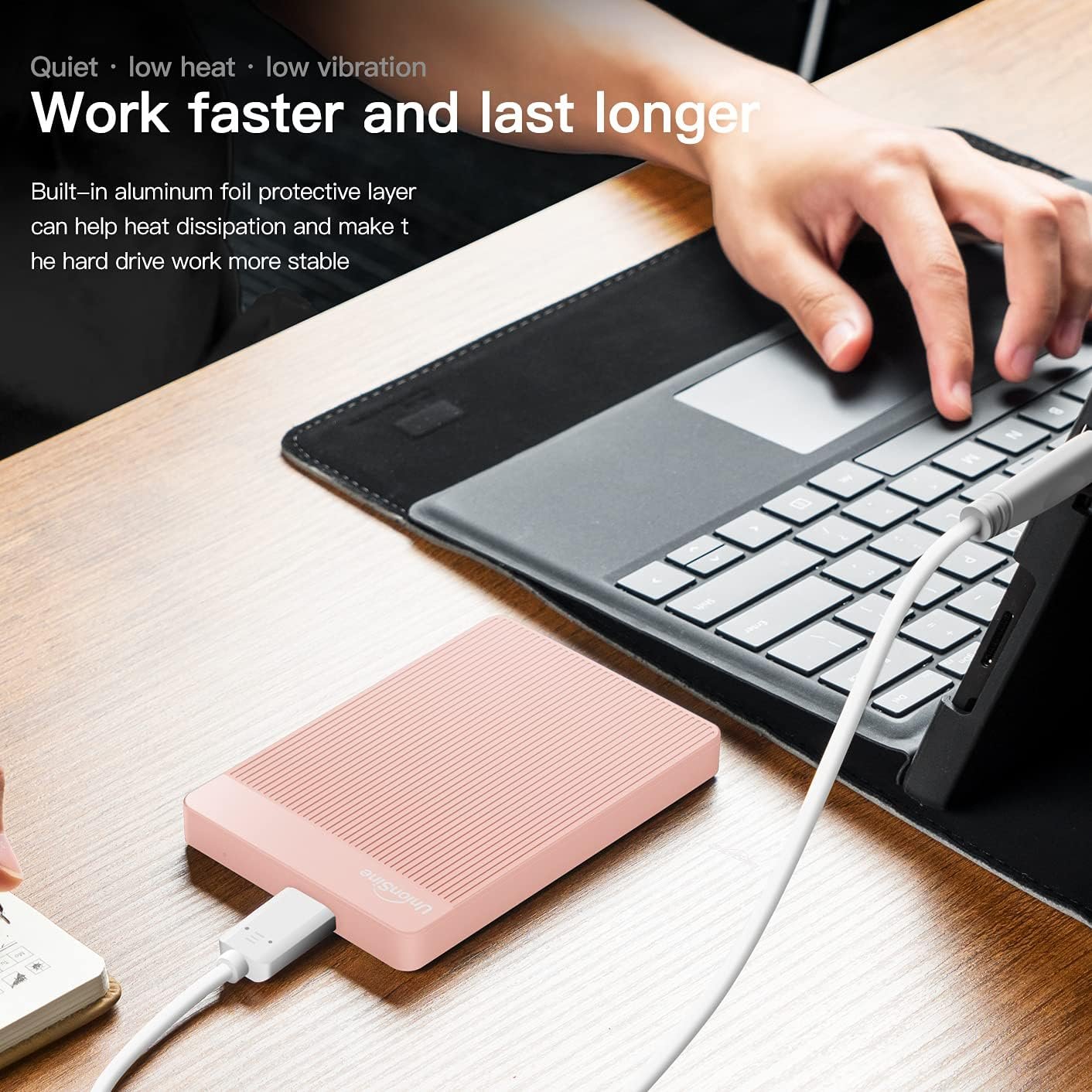 UnionSine External Hard Disk 500GB Portable HDD USB 3.0 Compatible with PC, Mac,Desktop, Laptop, Xbox One, Xbox 360, PS4 Pink