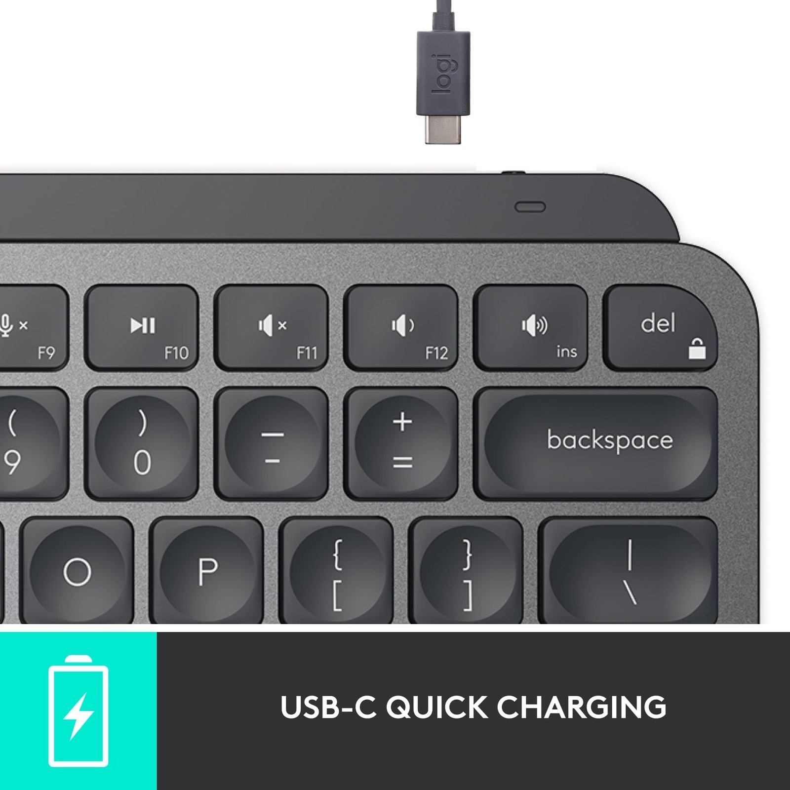 Logitech MX Keys Mini Minimalist Wireless Illuminated Keyboard with Free Adobe Subscription, Compact, Bluetooth, Backlit, USB-C, Metal Build-Graphite