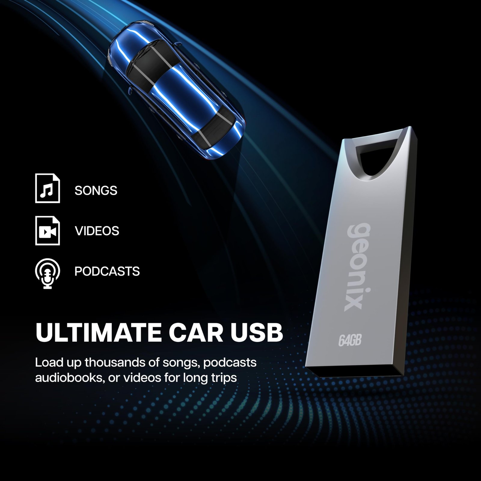 Geonix Pendrive I Silver I USB 2.0 I Keyring Design I Lightweight I Variant 64GB I 5 Years Warranty 64GB