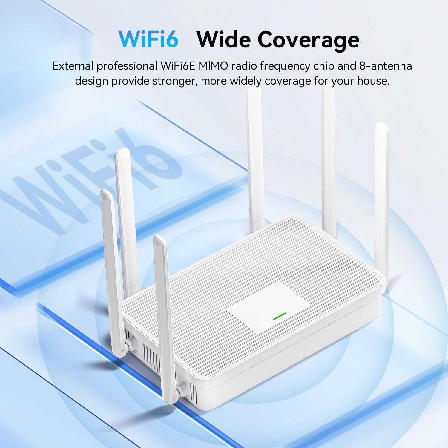 BLIYEE 2025 New AX3000 WiFi 6 Router, Dual Band Full Gigabit Router, High Speed Port with 6 High-Gain Antennas, Long Range Coverage