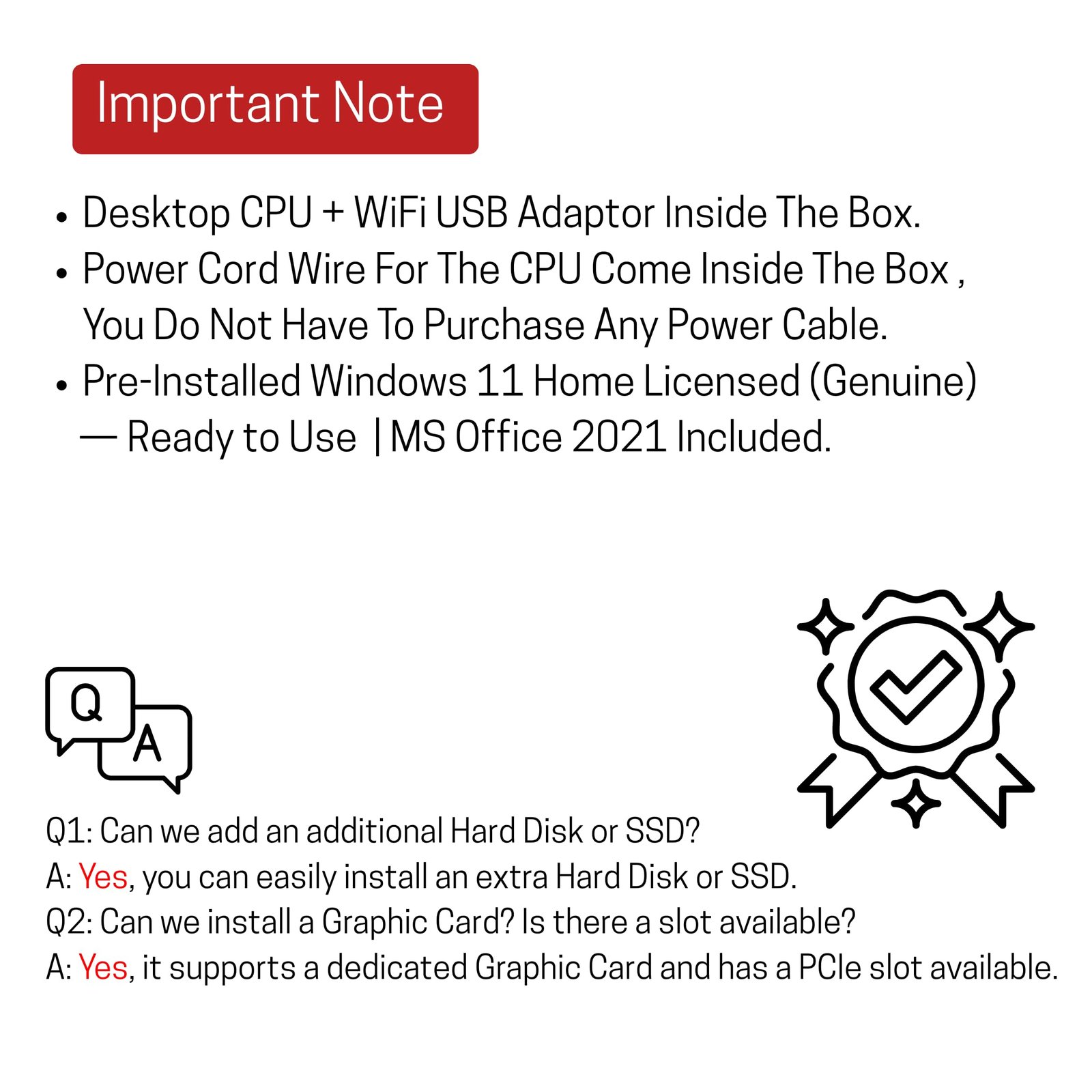 GLOBAL TOUCH I3 4th Gen Desktop Computer (I3 4160) | 8GB DDR3 RAM | 128GB SSD | Windows 11 64 Bit Licensed | MS Office | HDMI, VGA, WiFi | Premium Design PC for Home & Office
