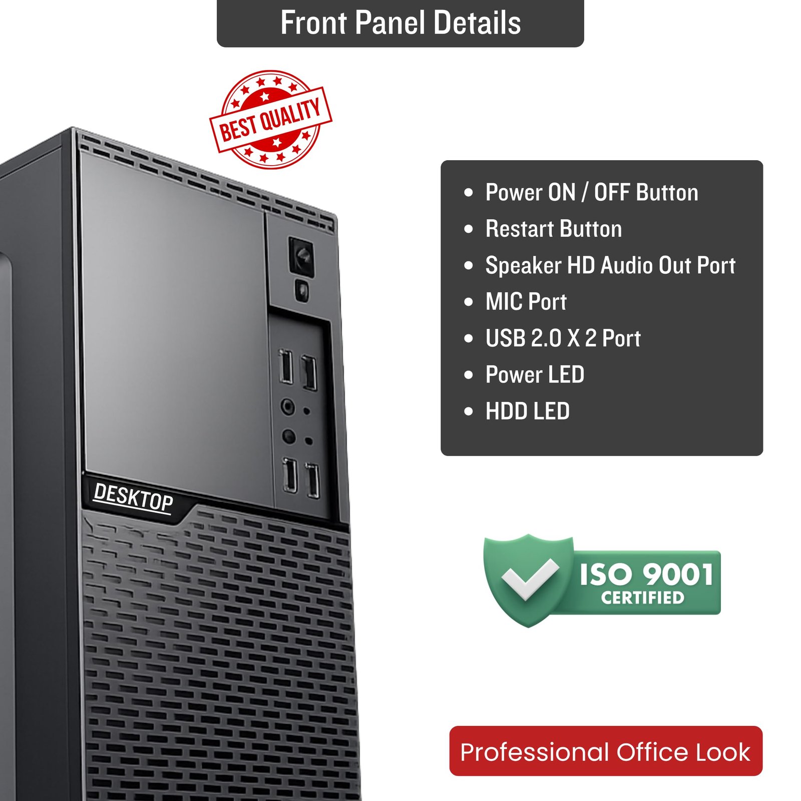 GLOBAL TOUCH I3 4th Gen Desktop Computer (I3 4160) | 8GB DDR3 RAM | 128GB SSD | Windows 11 64 Bit Licensed | MS Office | HDMI, VGA, WiFi | Premium Design PC for Home & Office