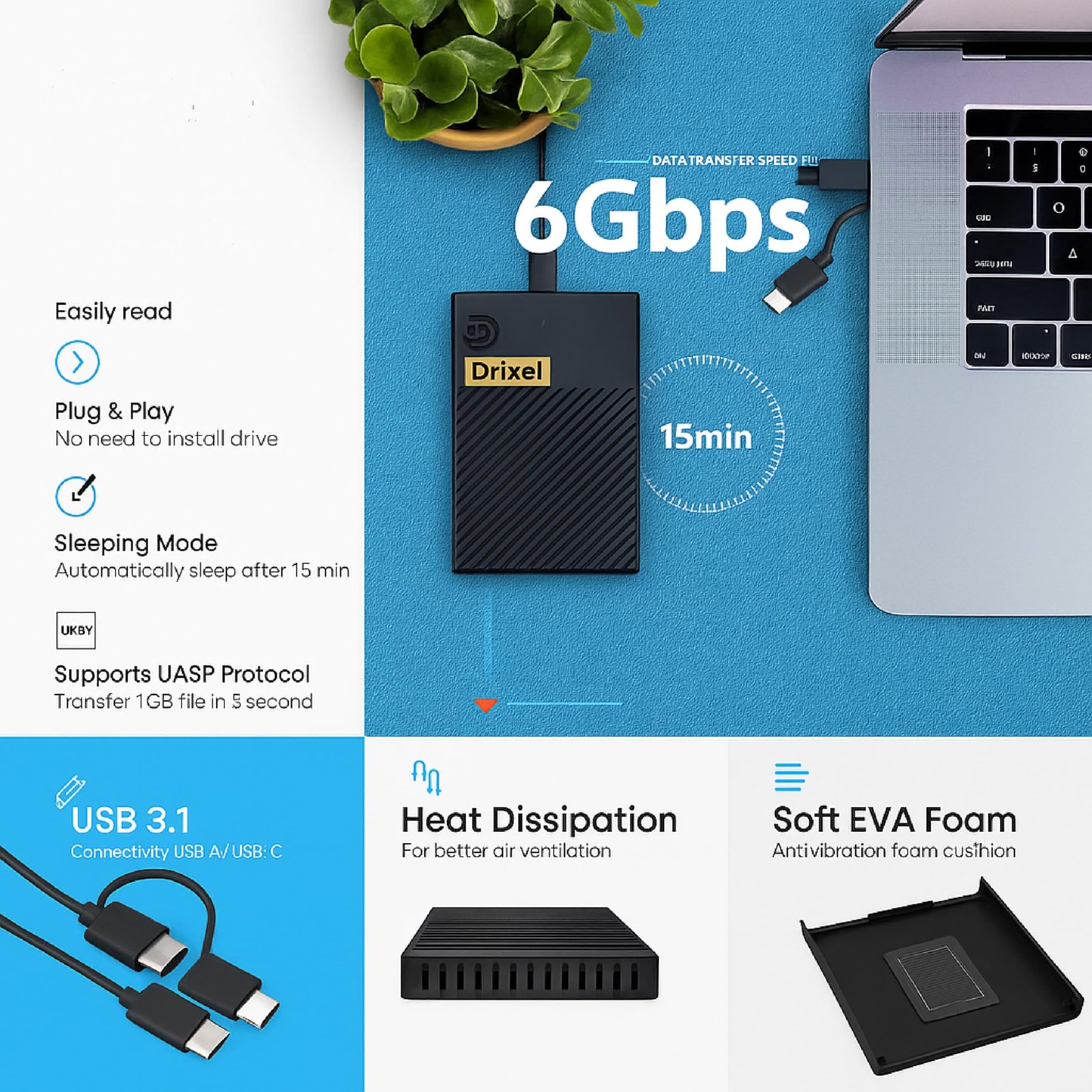 MAYUMI DRIXEL HS 1TB External Hard Disk for Laptop, PC, Mac & Mobile (OTG)