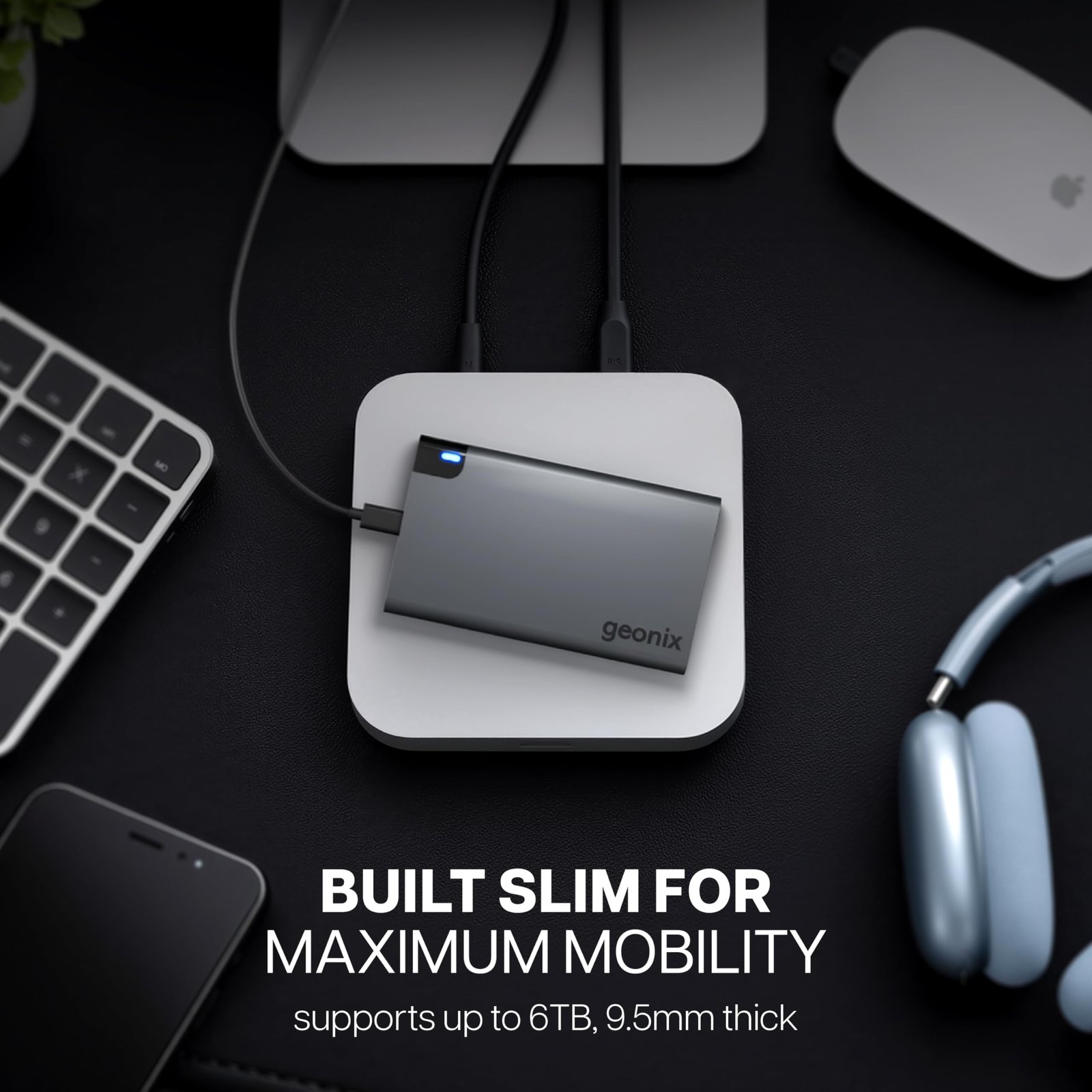 Geonix PowerShell AL1 500GB Portable External Hard Drive 2.5-Inch SATA USB 3.1, Upto 5Gbps with UASP Support, LED Indicator, Shockproof Protection, Aluminium Case with 3 Year Warranty (Gray)