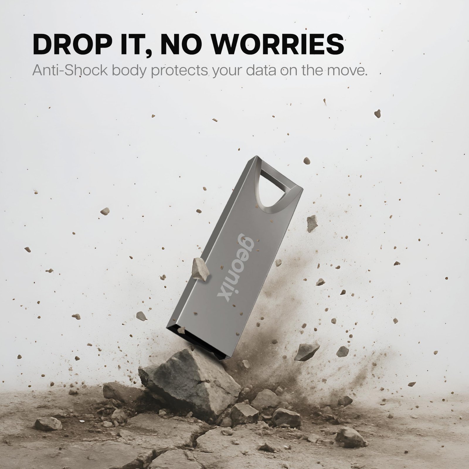 Geonix Pendrive I Silver I USB 2.0 I Keyring Design I Lightweight I Variant 128GB I 5 Years Warranty 128GB