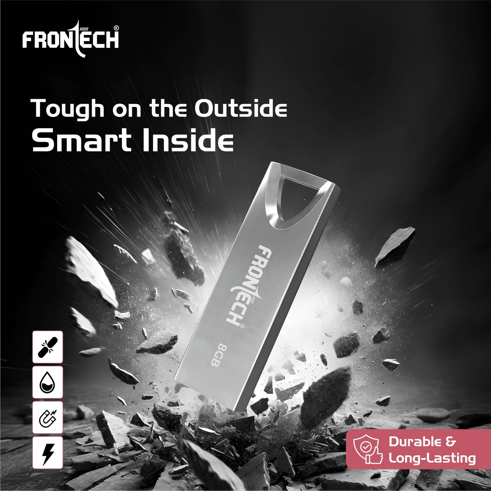 Frontech 8 GB USB 2.0 Flash Drive | 480 Mbps | High Speed | Wide Compatibility | Slim & Portable |3 Years Limited Warranty (PND-0001)