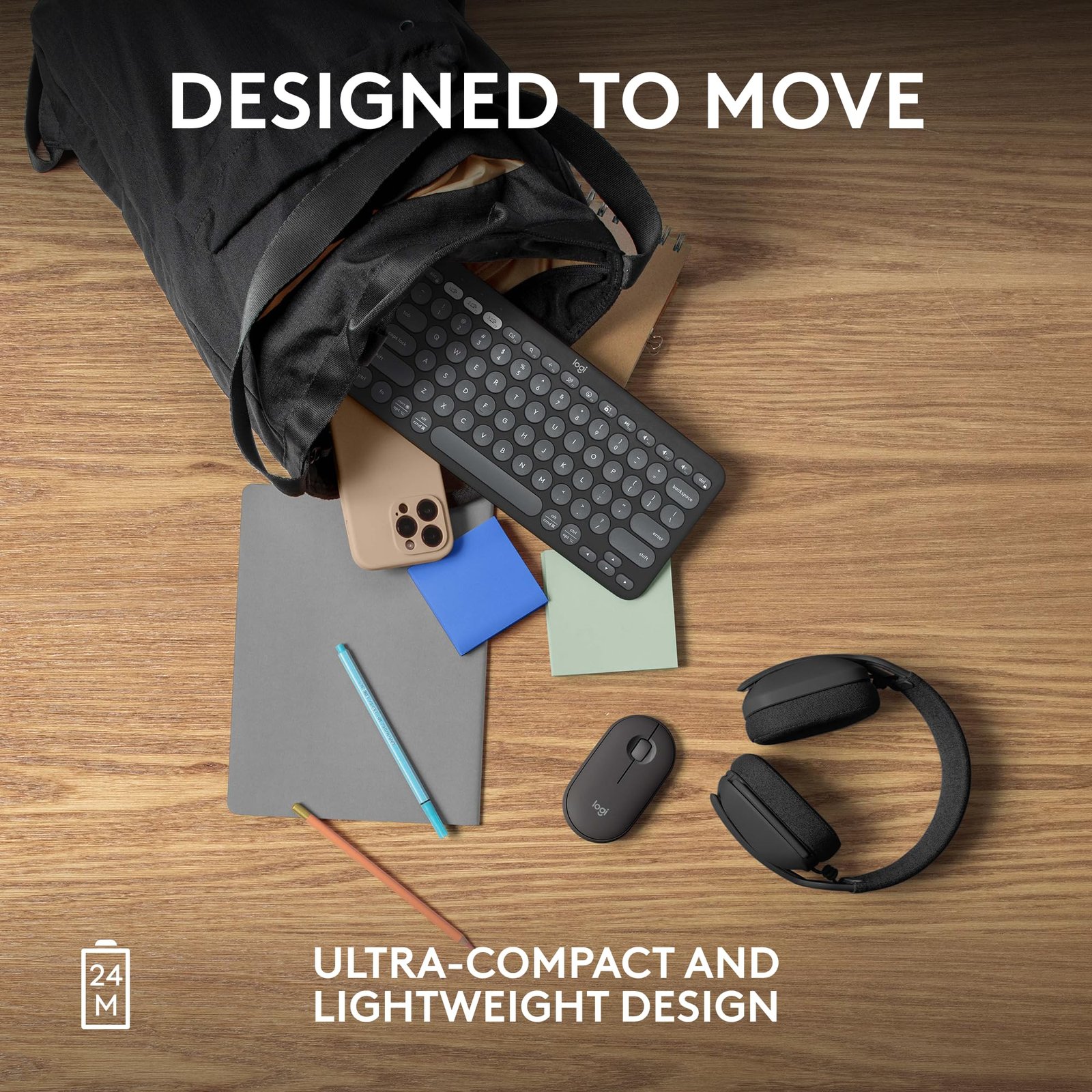 Logitech Pebble Mouse 2 M350s Slim Bluetooth Wireless Mouse, Portable, Lightweight, Customisable Button, 4000 DPI, Quiet Clicks, Easy-Switch for Windows, macOS, iPadOS, Android - Tonal Graphite